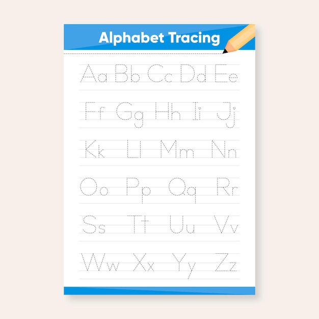 Minimalist alphabet tracing template