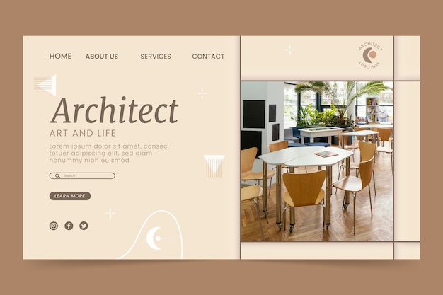 Free vector minimalist architecture project landing page template