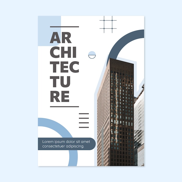 Vettore gratuito modello di poster del progetto di architettura minimalista