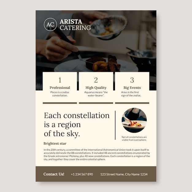 Minimalist arista catering flyer