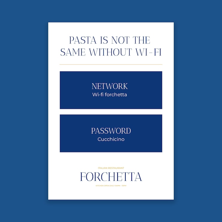 Free Vector minimalist blue forchetta restaurant wifi sign