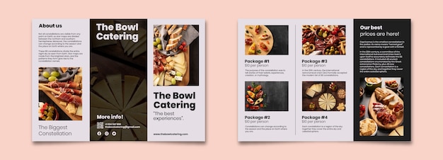 Vettore gratuito brochure minimalista per il catering in ciotola