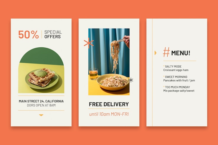 Free Vector minimalist breakfast restaurant instagram story