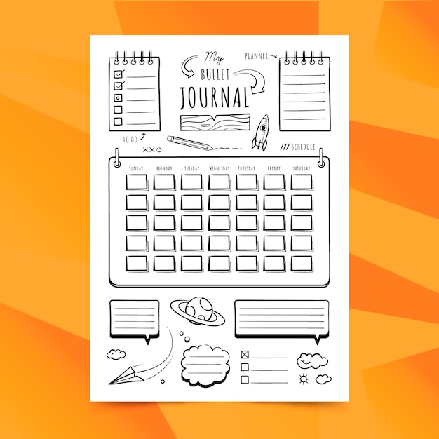 Free vector minimalist bullet journal planner