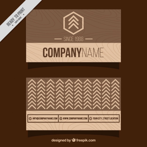 Free vector minimalist business card with wooden design