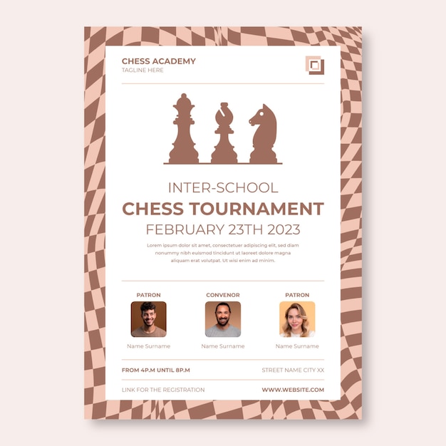 Free vector minimalist chess day poster