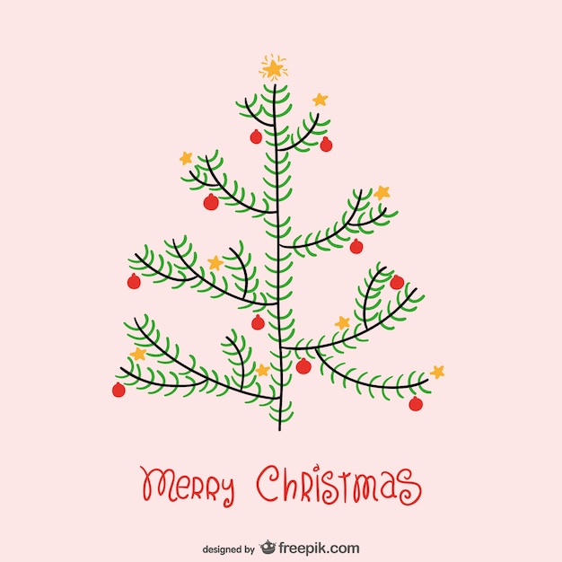 Free vector minimalist christmas card with tree