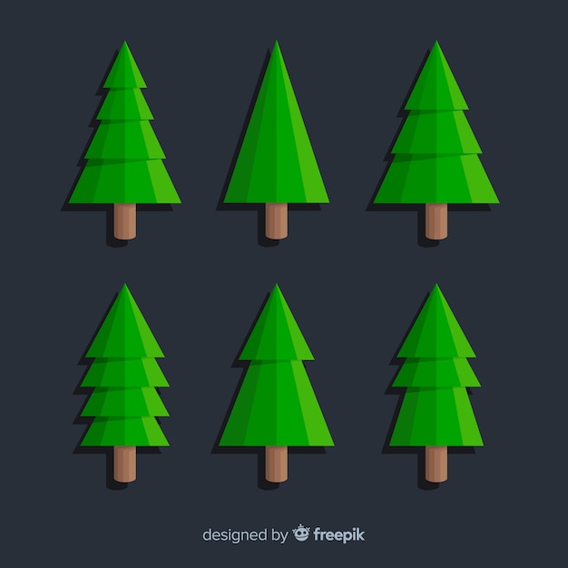 Free vector minimalist christmas green tree collection