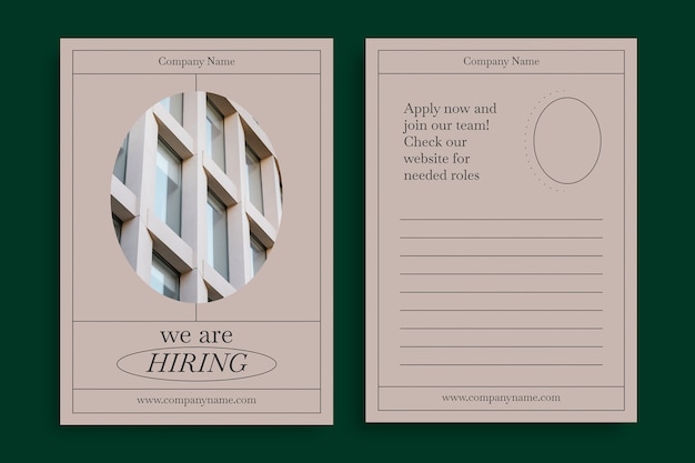 Minimalist company postcard