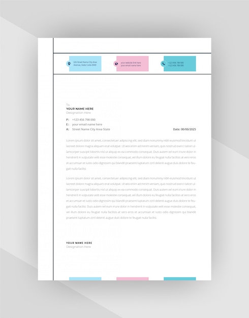 Free vector minimalist corporate letterhead template design.