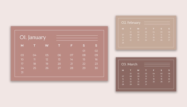 Free vector minimalist cream 2022 calendar