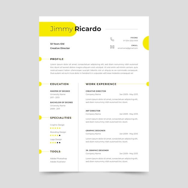 Minimalist curriculum vitae stationery template