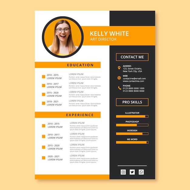 Minimalist cv template with photo space