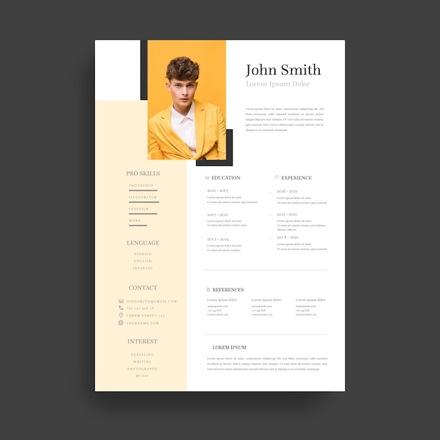 Minimalist cv template with photo