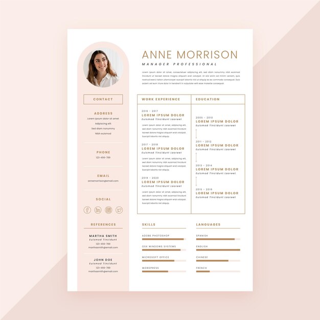 Minimalist cv template with photo