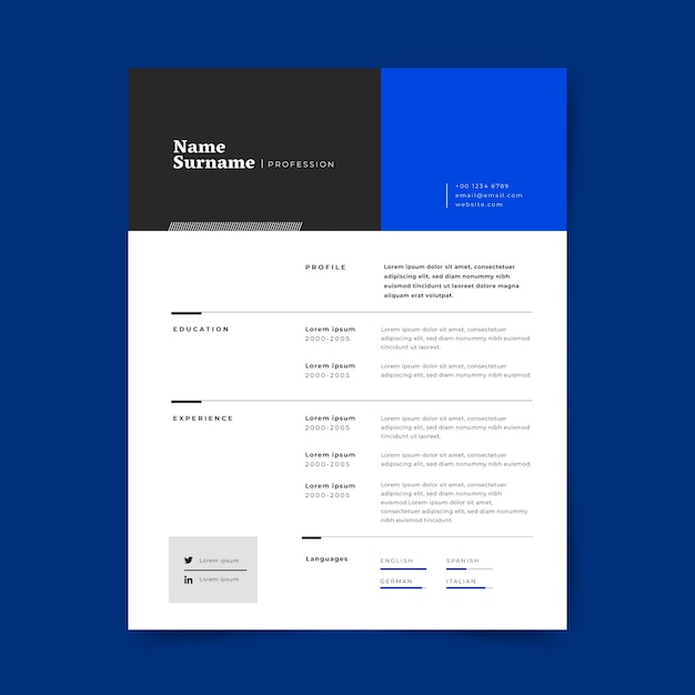 minimalist cv template