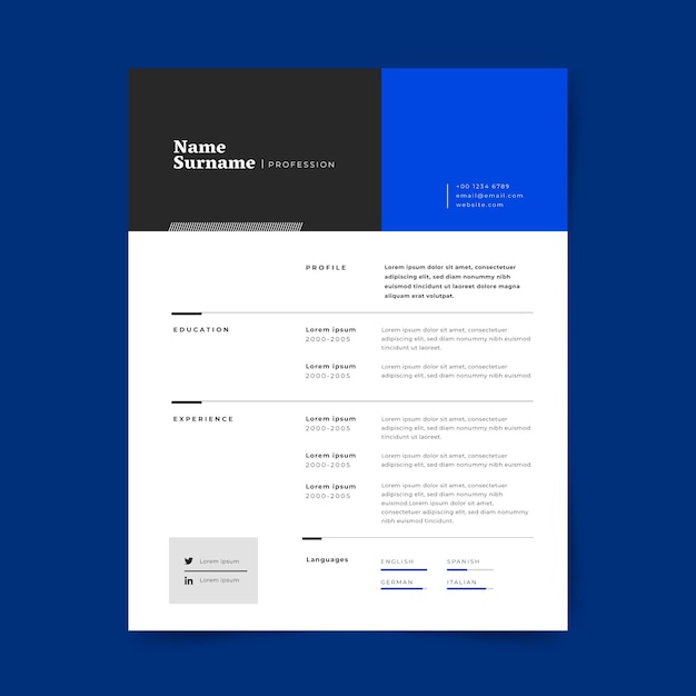 Free vector minimalist cv template