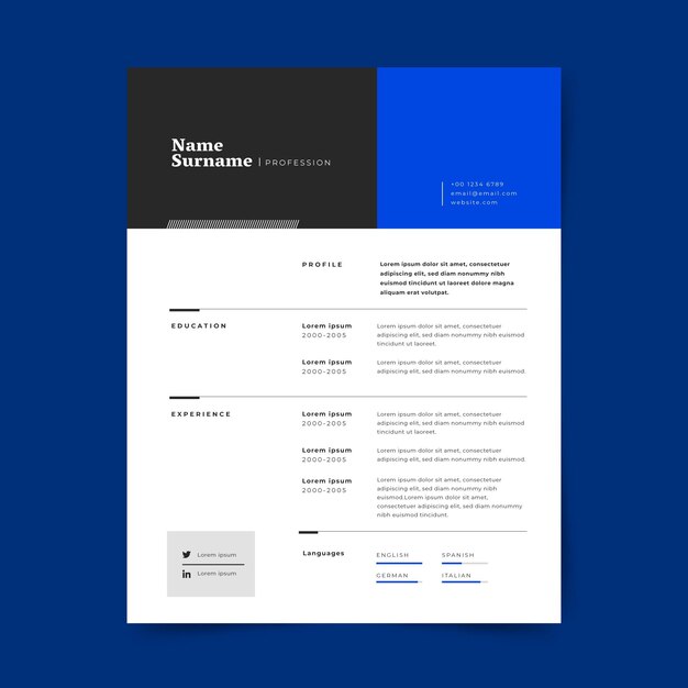 Minimalist cv template