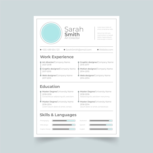 Minimalist cv template