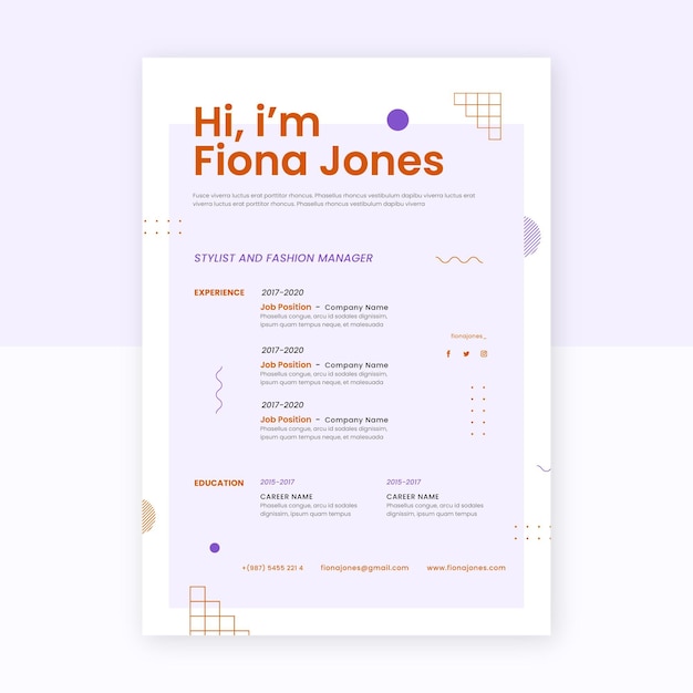 Free vector minimalist cv template