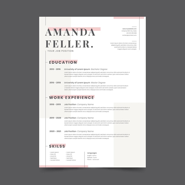 Free vector minimalist cv template