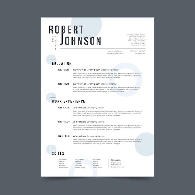 Free vector minimalist cv template