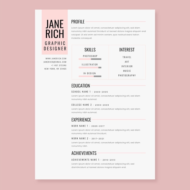 Minimalist cv template