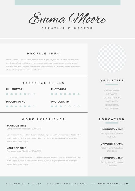 Minimalist cv template