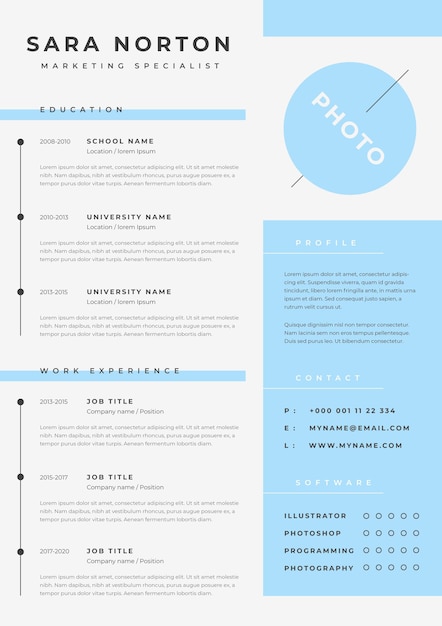 Free vector minimalist cv template