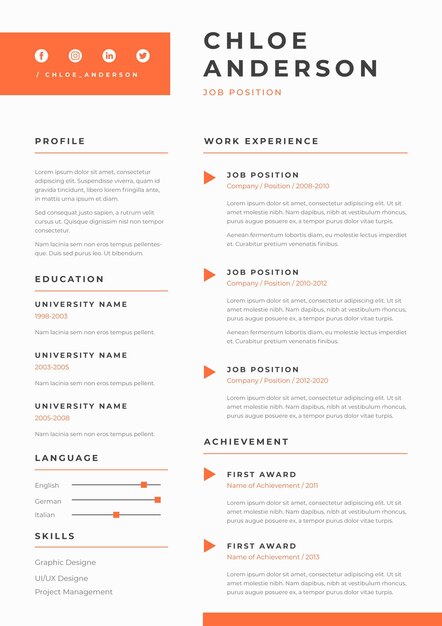 Free vector minimalist cv template