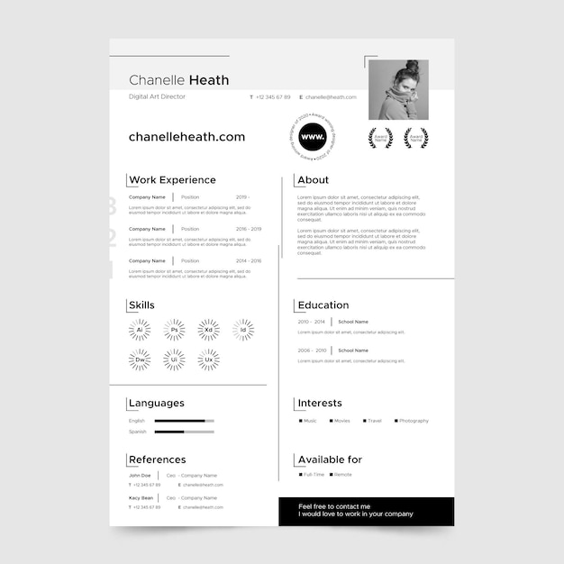 Free vector minimalist cv template