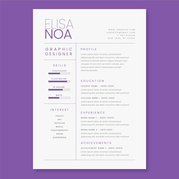 Minimalist cv template