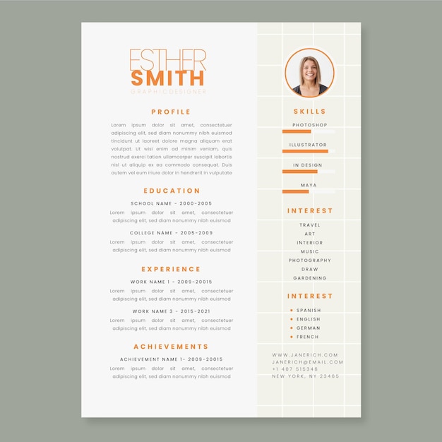 Free vector minimalist cv template