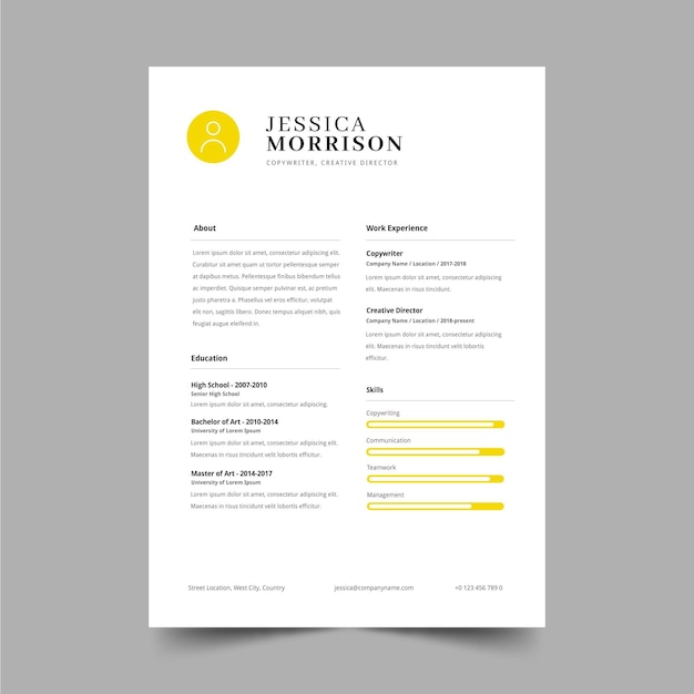 Minimalist cv template Free Vector