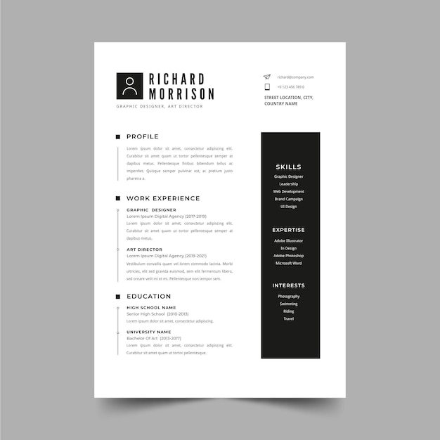 Free vector minimalist cv template