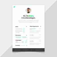 無料ベクター ミニマリストの履歴書テンプレート