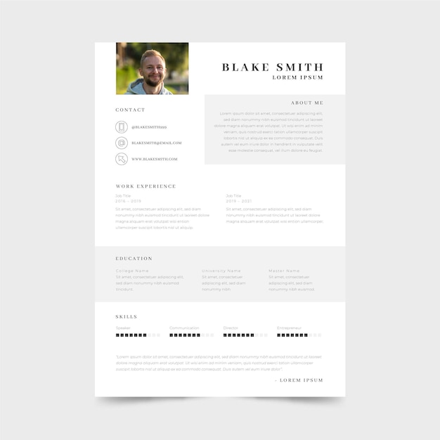 Free vector minimalist cv template