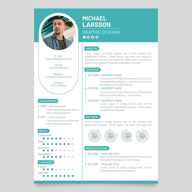 Free vector minimalist cv template