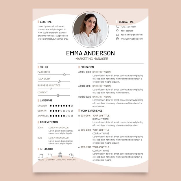 Minimalist cv template