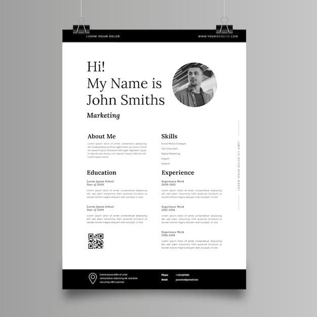 Free vector minimalist cv template