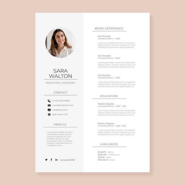 Minimalist cv template