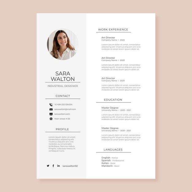 Minimalist cv template