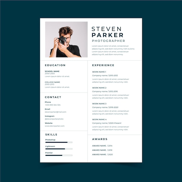 Free vector minimalist cv template