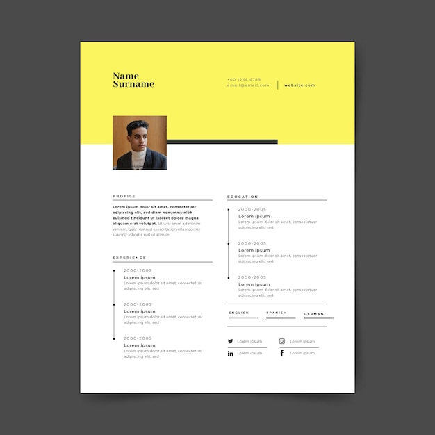 Free vector minimalist cv template