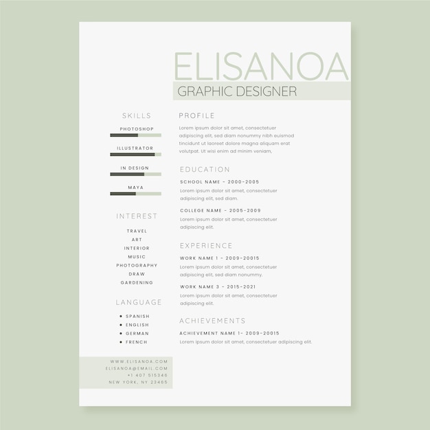 Free vector minimalist cv template