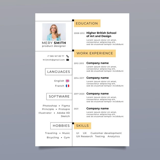 Minimalist cv template