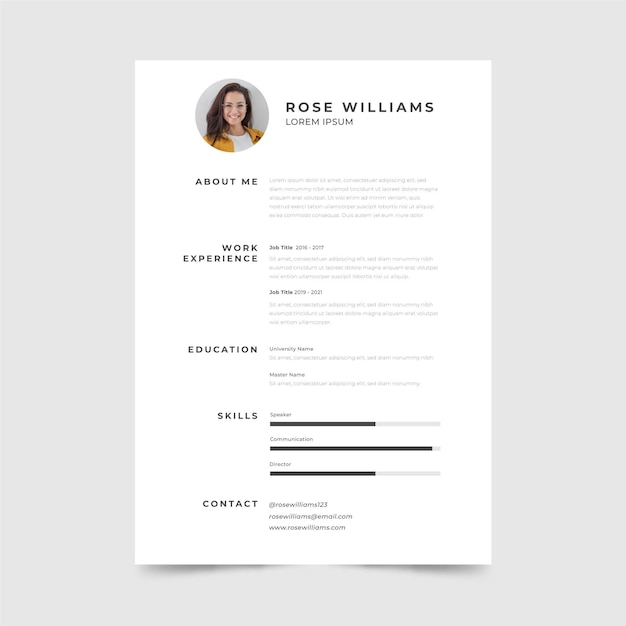 Free vector minimalist cv template