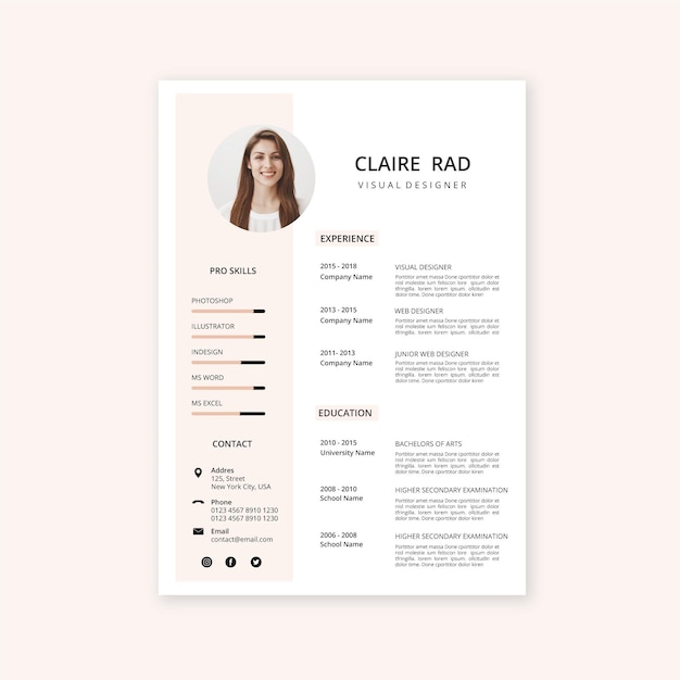 Free vector minimalist cv template