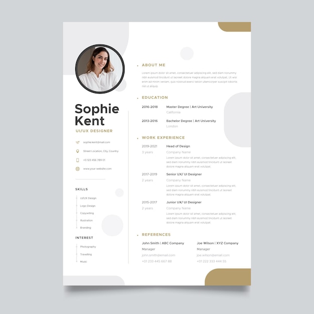 Free vector minimalist cv template