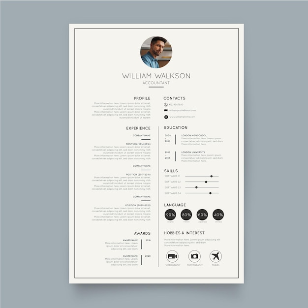 Minimalist cv template Free Vector